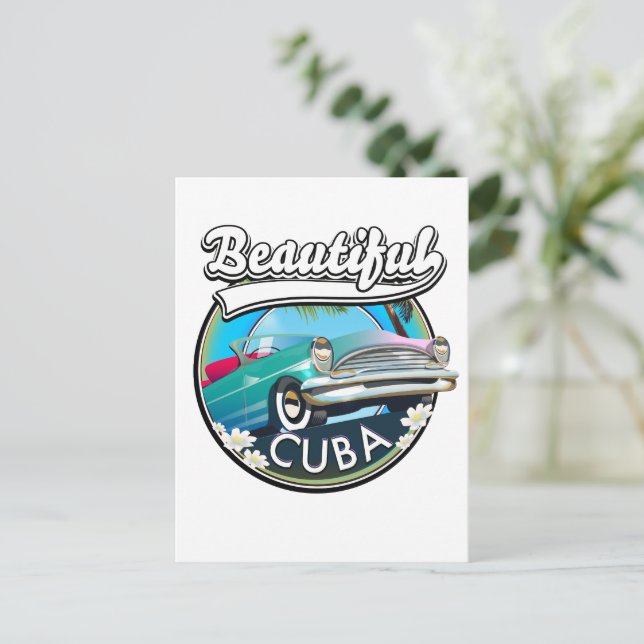 Postal Hermoso logo retro de Cuba. (Anverso de pie)
