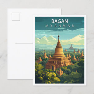 Postal Hermoso lugar Bagan Birmania Viaje de Arte