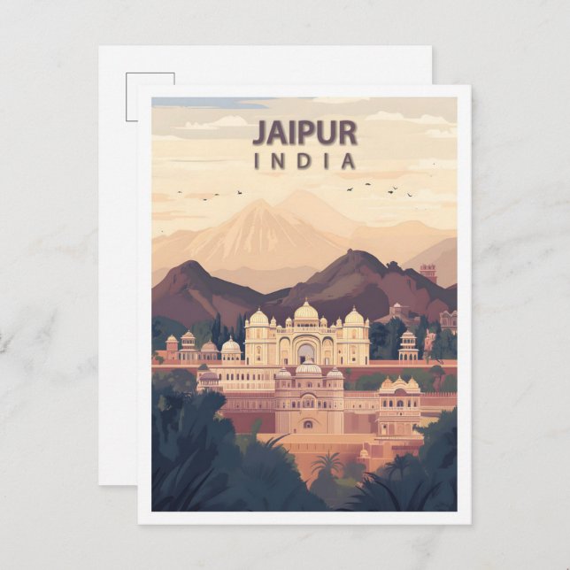 Postal Hermoso lugar de viaje en Ilustracion de Jaipur In (Anverso / Reverso)