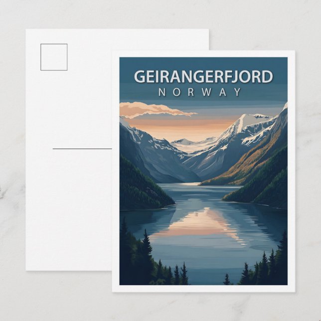 Postal Hermoso lugar Geirangerfjord Noruega Viaje (Anverso / Reverso)