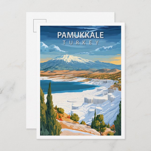 Postal Hermoso lugar Pamukkale Turquía viajes de arte (Anverso / Reverso)