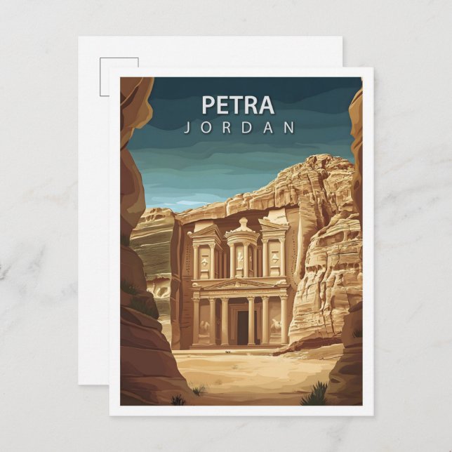 Postal Hermoso lugar Petra Jordan Art Travel (Anverso / Reverso)