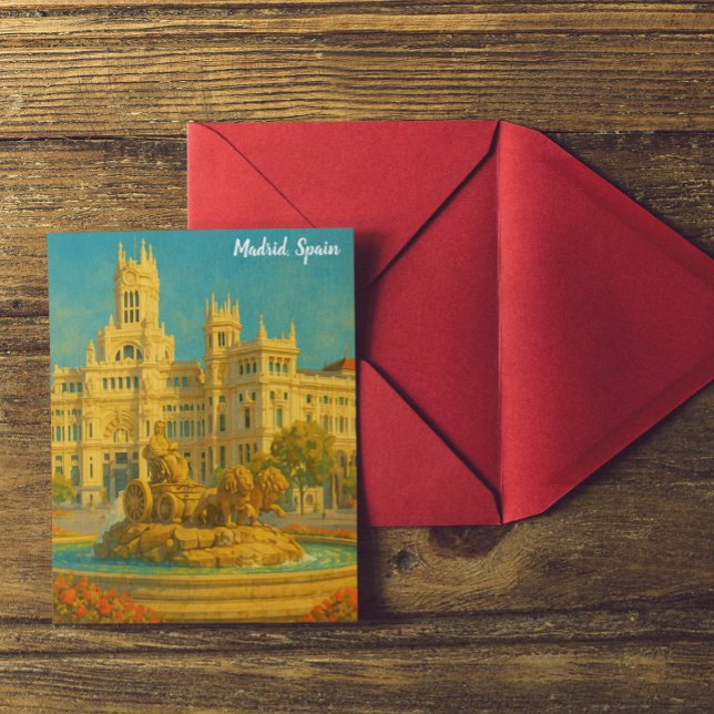 Postal Hermoso Madrid España Viaje de época (Beautiful Madrid Spain Vintage Travel Art Postcard)