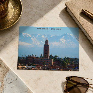 Postal Hermoso Marruecos Rojo Marrakech Montañas del Atla