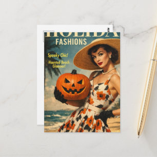 Postal Hermoso modelo de moda de Summerween