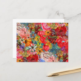 Postal Hermoso Modelo Floral Brillante Abstracto Abstract