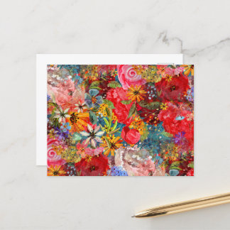 Postal Hermoso Modelo Floral Brillante Abstracto Abstract