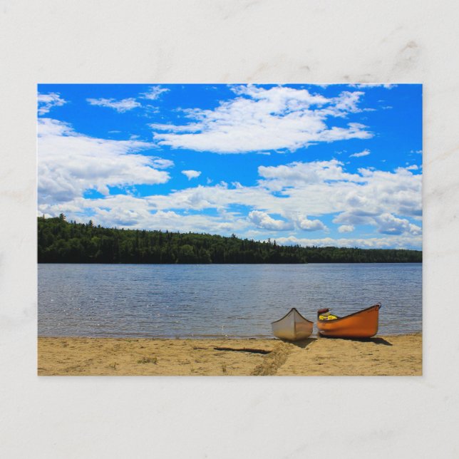 Postal Hermoso paisaje - canoas y lago (Anverso)