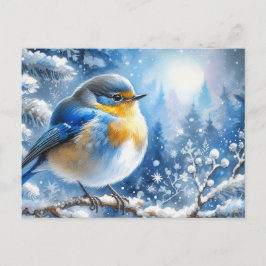 Postal Hermoso paisaje de aves e invierno 16