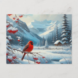 Postal Hermoso paisaje de aves e invierno 17