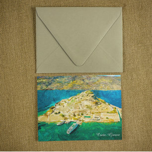 Postal Hermoso paisaje de Creta Grecia Pintura al óleo
