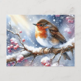 Postal Hermoso paisaje de invierno de aves 13