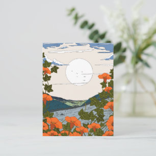 Postal Hermoso paisaje de la pradera de flores silvestres