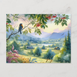 Postal Hermoso paisaje de verano para aves 4