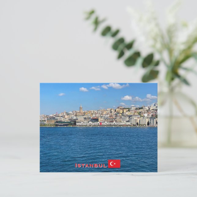 Postal Hermoso panorama de viaje a Estambul (Anverso de pie)