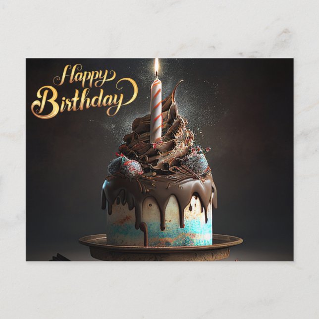 Postal Hermoso pastel regalos de feliz cumpleaños amor (Anverso)