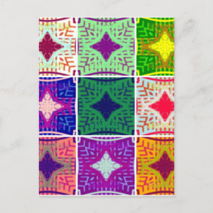 Postal Hermoso patrón de impresión a cuadros de verificac
