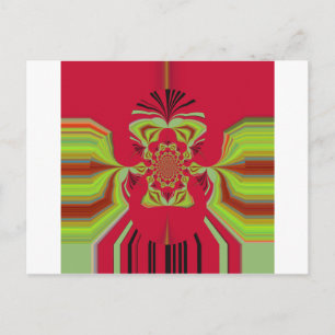 Postal Hermoso patrón de motivos amarillo rojo africano a
