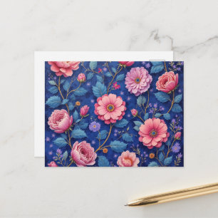 Postal Hermoso patrón floral rosa