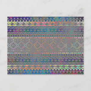 Postal Hermoso patrón geométrico azteca colorido y fresco
