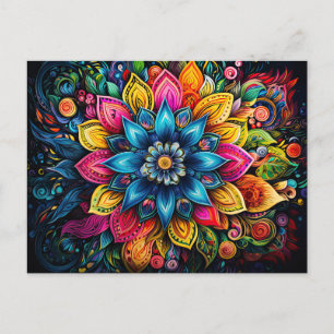 Postal Hermoso patrón geométrico de arte Mandala colorido