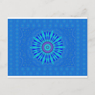 Postal Hermoso patrón vectorial tradicional azul arte des