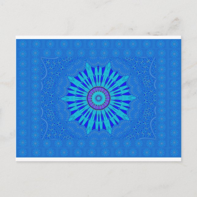 Postal Hermoso patrón vectorial tradicional azul arte des (Anverso)
