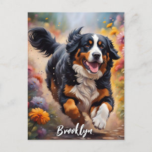 Postal Hermoso Perro de Montaña Bernés