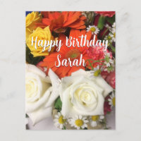 Hermoso Personalizado de Flores Feliz Cumpleaños