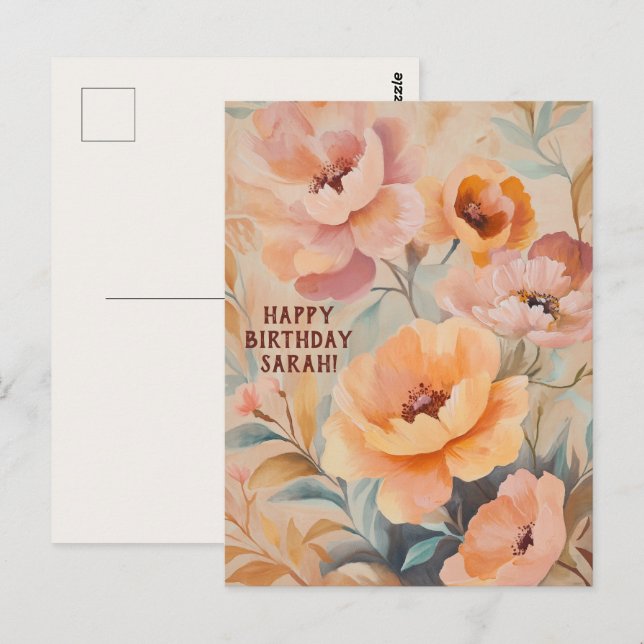 Postal Hermoso PERSONALIZADO de flores silvestres blandas (Anverso / Reverso)