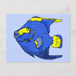 Postal Hermoso pez loro tropical azul
