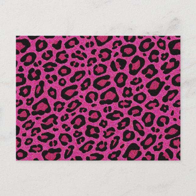 Postal Hermoso purpurina de piel de leopardo rosa calient (Anverso)