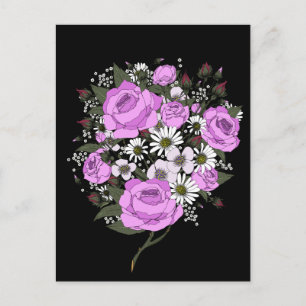 Postal Hermoso ramo de rosas rosadas