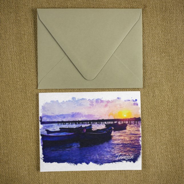 Postal Hermoso recuerdo de vacaciones de Túnez (tunisia landscape ocean view postcard)