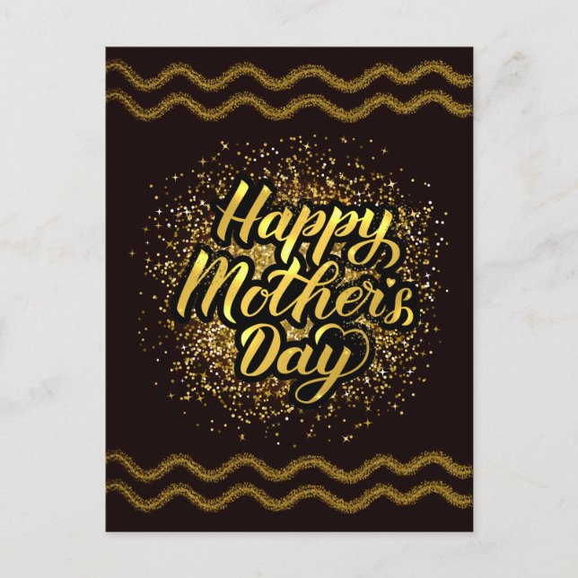 Postal Hermoso Relieve metalizado de oro feliz Día de la  (Anverso)