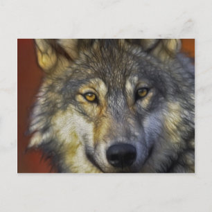 Postal Hermoso retrato artístico de lobo gris