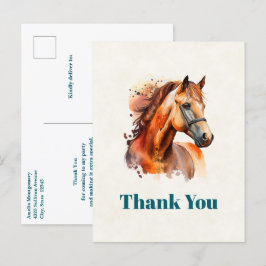 Postal Hermoso Retrato De Caballo Sorrel Gracias