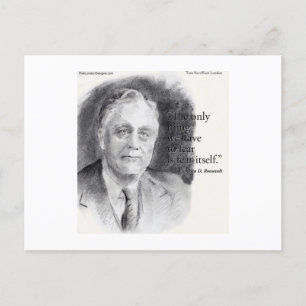 Postal Hermoso retrato de FDR y cita de Temor a sí mismo