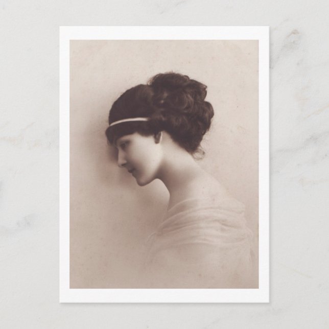 Postal Hermoso retrato de perfil de mujer (Anverso)