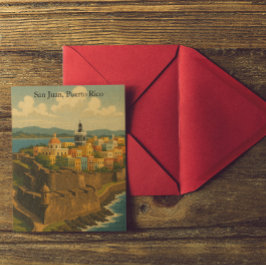 Postal Hermoso San Juan Puerto Rico Arte Retro