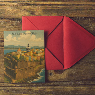 Postal Hermoso San Juan Puerto Rico Arte Retro