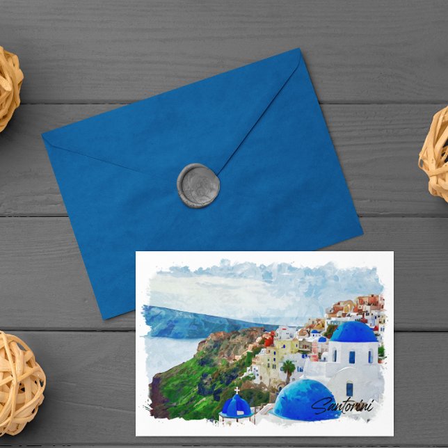 Postal Hermoso Santorini Grecia Sceneration Travel (santorini greece scenery coastal postcard)