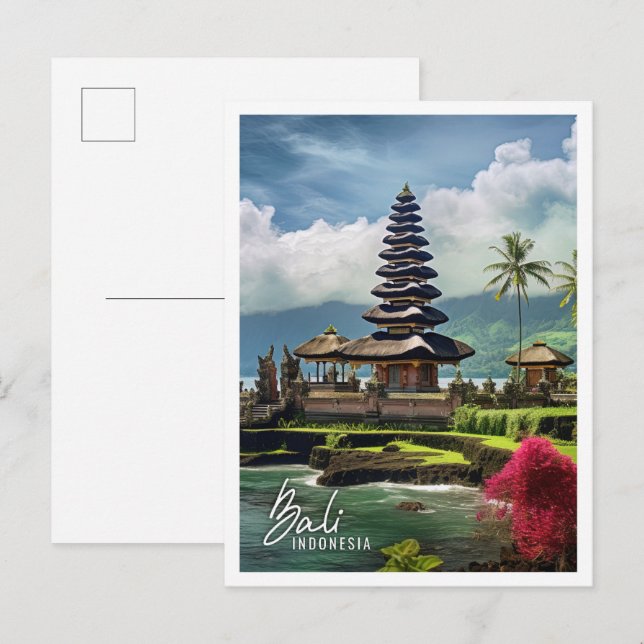 Postal Hermoso templo de Bali Indonesia (Anverso / Reverso)