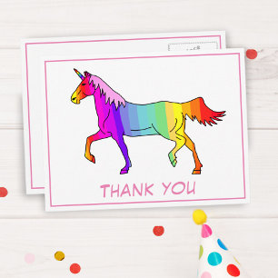 Postal Hermoso Unicornio Colorido Gracias