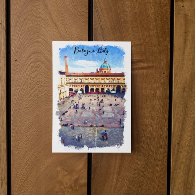 Postal Hermoso viaje acuático por Bolonia Italia (bologna italy watercolor travel postcard)