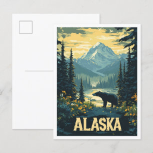 Postal Hermoso viaje de Ilustracion de Alaska
