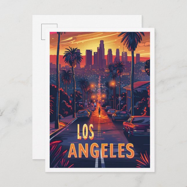 Postal Hermoso viaje de Ilustracion de Los Ángeles a los  (Anverso / Reverso)