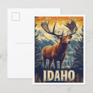 Postal Hermoso viaje de Ilustracion Vintage Idaho USA