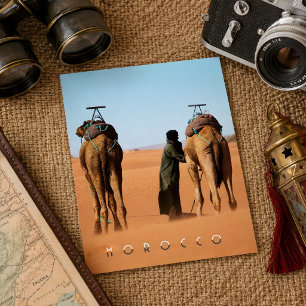 Postal Hermoso viaje en camello por el desierto del Sahar