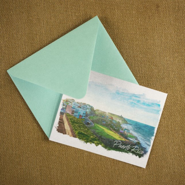 Postal Hermoso viaje por el paisaje de Puerto Rico (puerto rico coastal landscape postcard)